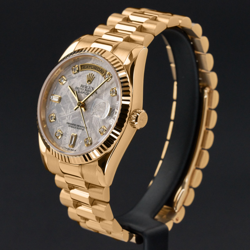 Rolex Day Date President, 118238, 36mm, 2004, Yellow gold, Meteorite Diamond dial, Fullset, 1y warranty