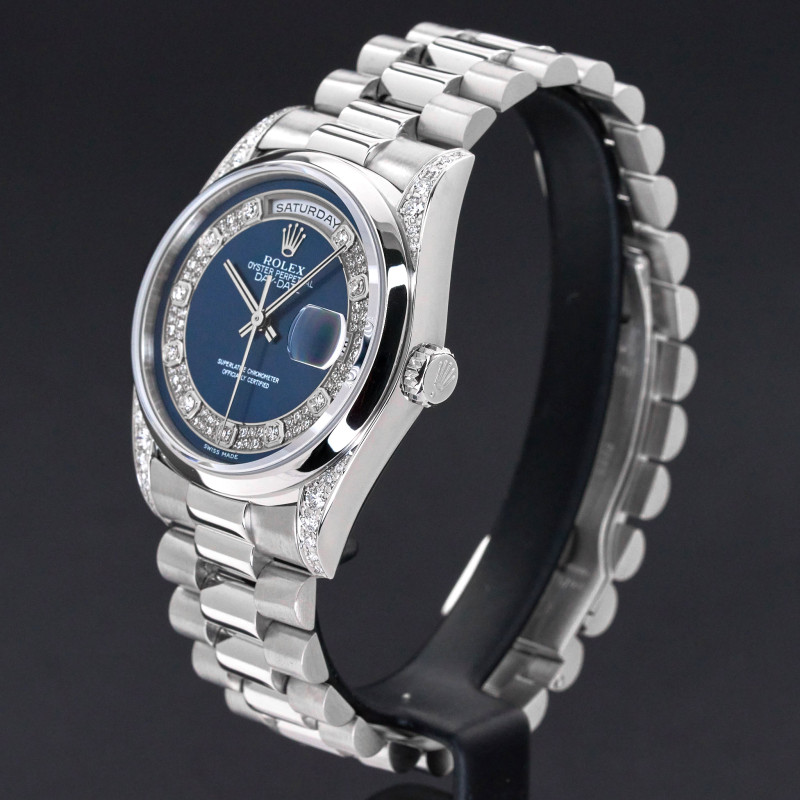 Rolex Day Date President, 18296, 36mm, 1995, Platinum, Blue Myriad Big Diamond dial, Fullset, 1y warranty