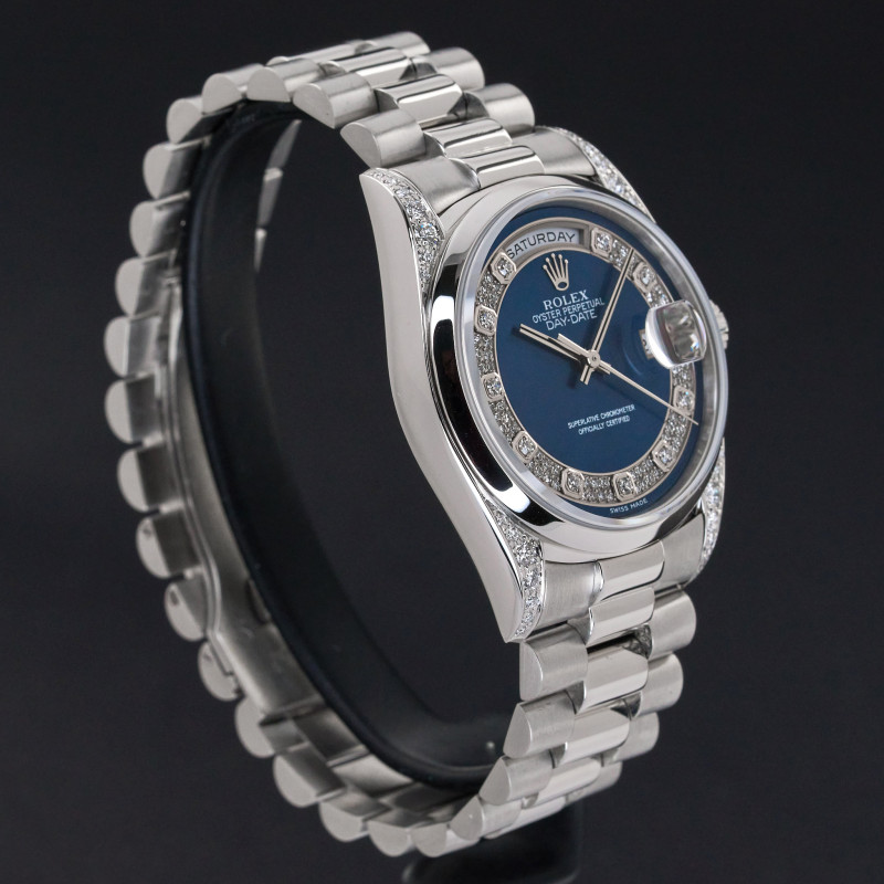 Rolex Day Date President, 18296, 36mm, 1995, Platinum, Blue Myriad Big Diamond dial, Fullset, 1y warranty