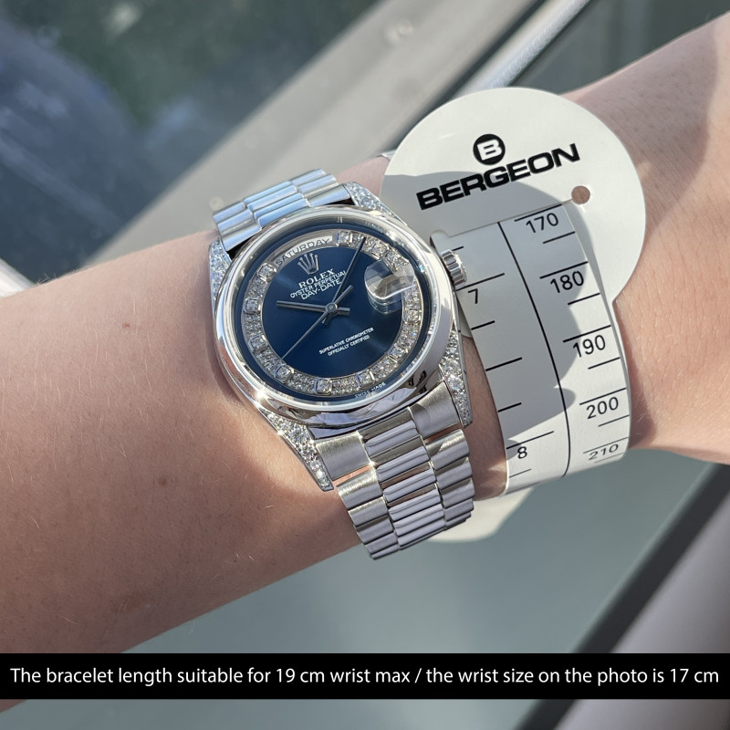 Rolex Day Date President, 18296, 36mm, 1995, Platinum, Blue Myriad Big Diamond dial, Fullset, 1y warranty