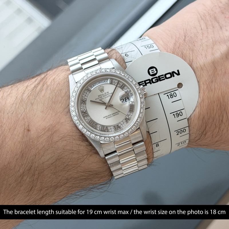 Rolex Day Date President, 18346, 36mm, 1993, Platinum, Silver Myriad Diamond Roman dial, Fullset, 1y warranty