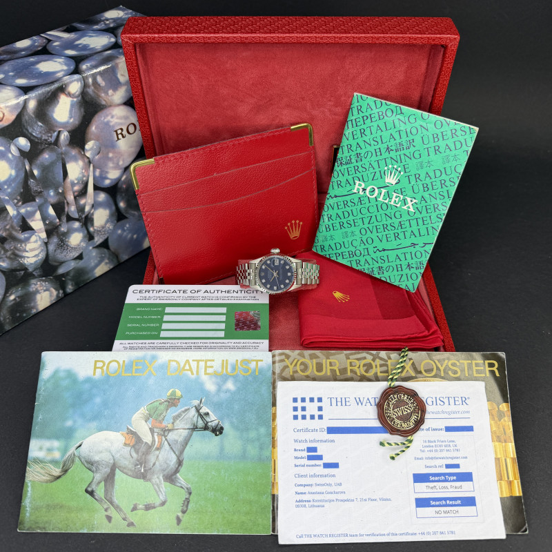 Rolex Lady Datejust, 6517, 25mm, 1971, White gold, Blue Small Diamond dial, Box, 1y warranty