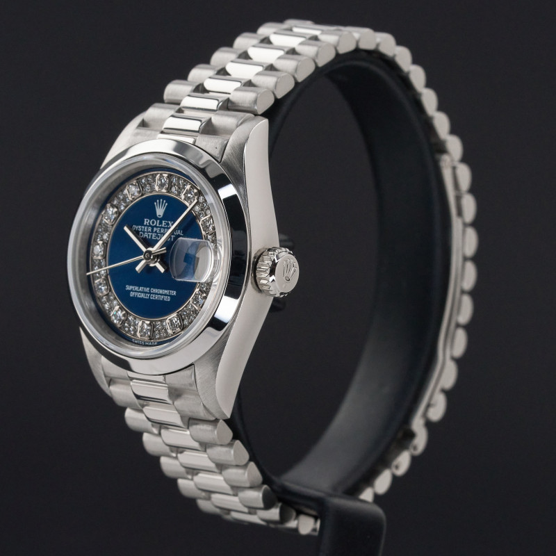 Rolex Lady Datejust, 69166, 26mm, 1997, Platinum, Blue Myriad Big Diamond dial, Fullset, 1y warranty