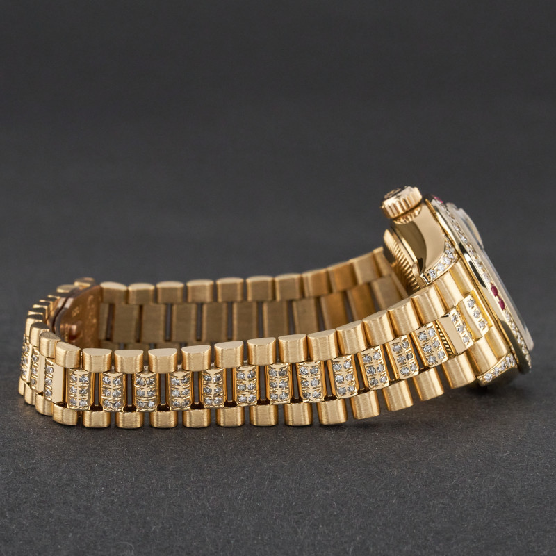 Rolex Lady Datejust, 69178, 26mm, 1989, Yellow gold, Pave Ruby Diamond dial, Fullset, 1y warranty