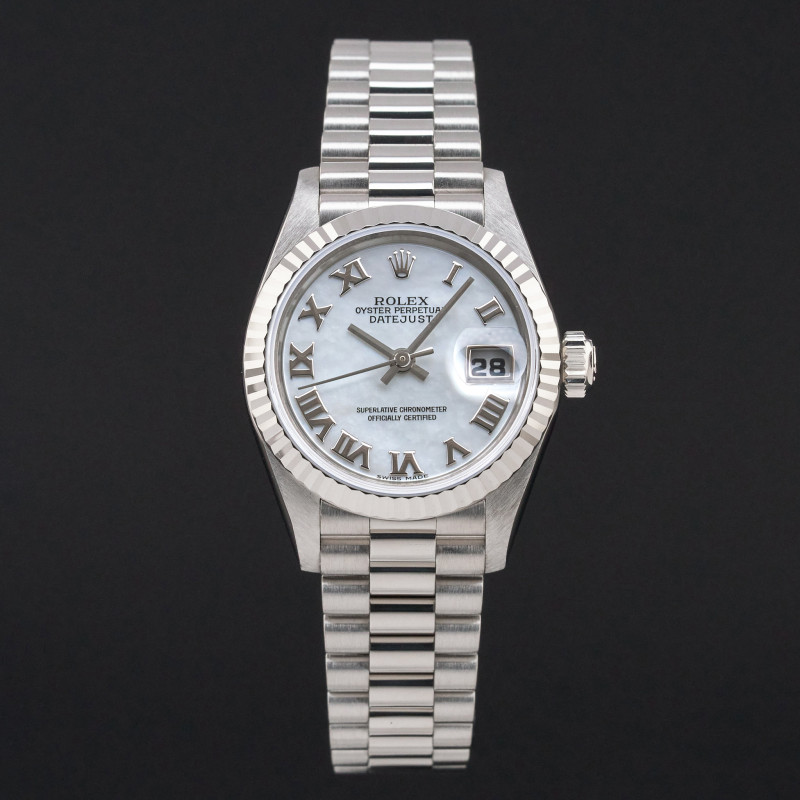 Rolex Lady Datejust, 69179, 26mm, 1993, White gold, Silver MOP Roman dial, Fullset, 1y warranty