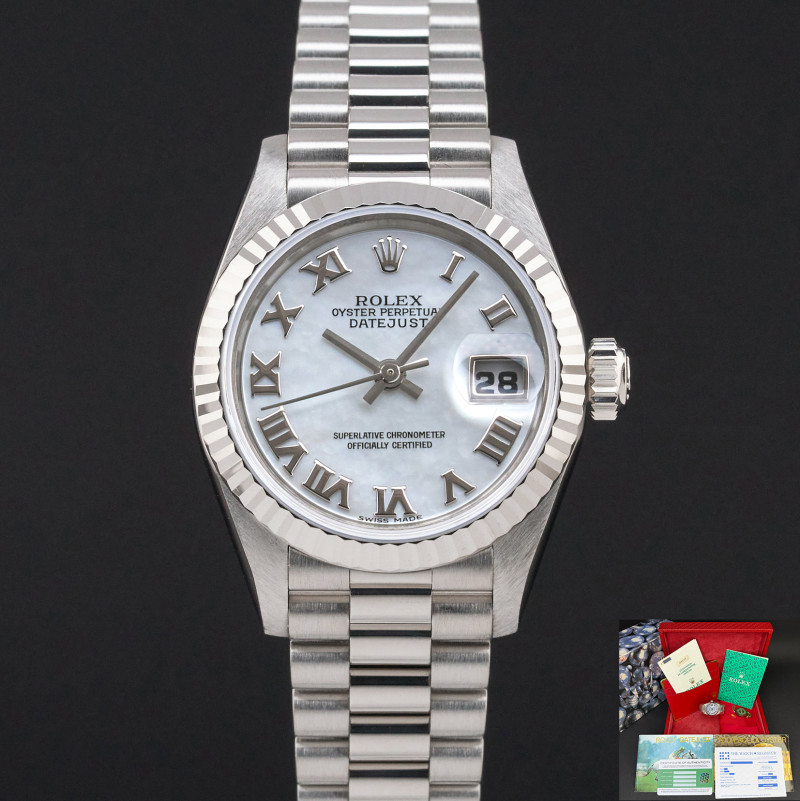 Rolex Lady Datejust, 69179, 26mm, 1993, White gold, Silver MOP Roman dial, Fullset, 1y warranty
