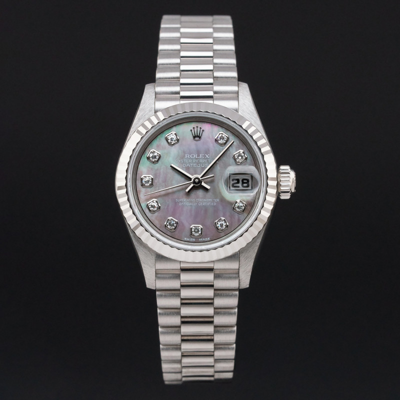 Rolex Lady Datejust, 69179, 26mm, 1996, White gold, Tahitian MOP Big Diamond dial, Fullset, 1y warranty