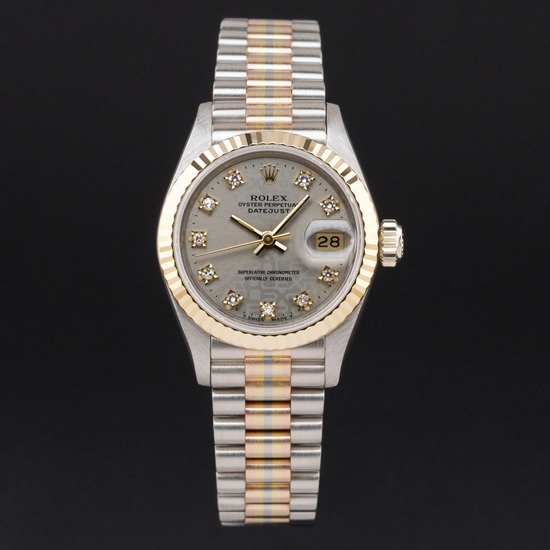 Rolex Lady Datejust, Rare TRIDOR, 69179, 26mm, 1989, Grey Jubilee Small Diamond dial, Fullset, 1y warranty