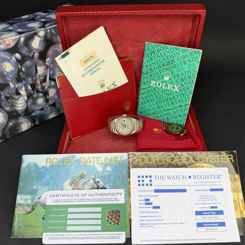 Rolex Lady Datejust, Rare TRIDOR, 69179, 26mm, 1989, Grey Jubilee Small Diamond dial, Fullset, 1y warranty