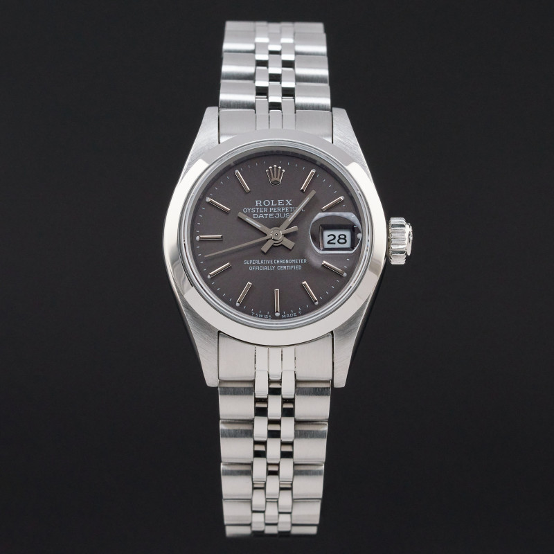 Rolex Oyster Perpetual Lady Date, 69160, 26mm, 1990, Steel, Grey dial, Fullset, 1y warramty