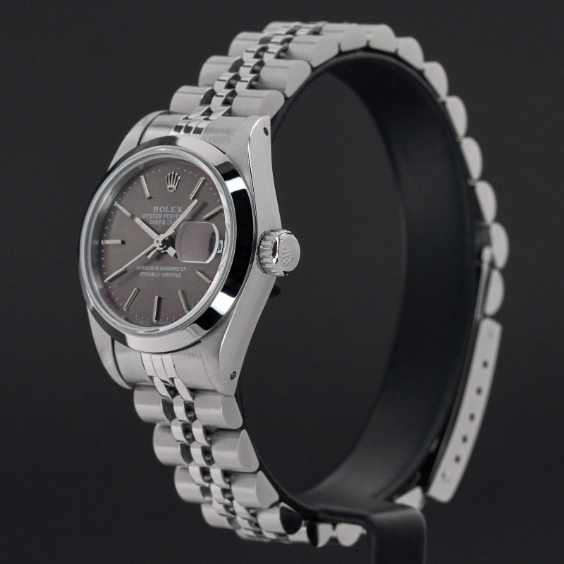 Rolex Oyster Perpetual Lady Date, 69160, 26mm, 1990, Steel, Grey dial, Fullset, 1y warramty