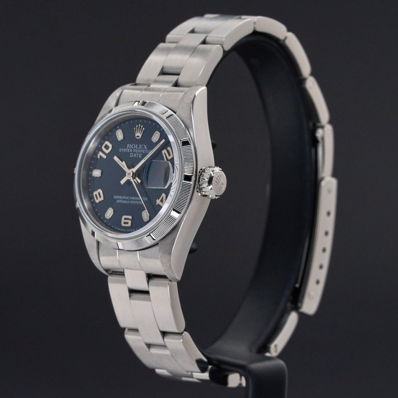 Rolex Oyster Perpetual Lady Date, 69190, 26mm, 1999, Steel, Blue Arabic dial, Fullset, 1y warranty