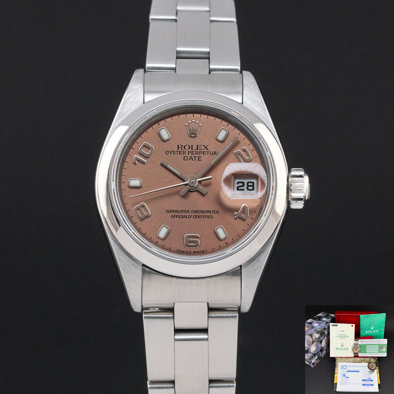 Rolex Oyster Perpetual Lady Date, 79160, 26mm, 2000, Steel, Pink Arabic dial, Fullset, 1y warranty