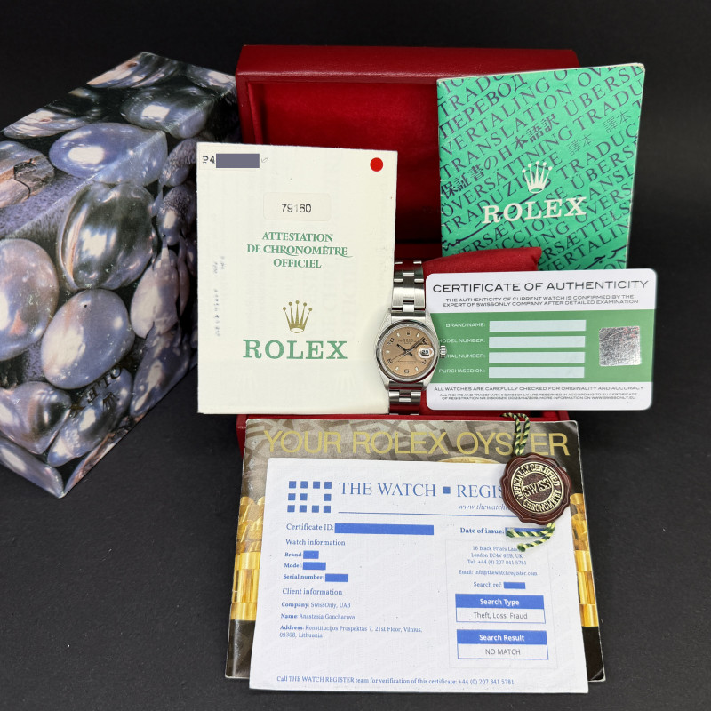 Rolex Oyster Perpetual Lady Date, 79160, 26mm, 2000, Steel, Pink Arabic dial, Fullset, 1y warranty