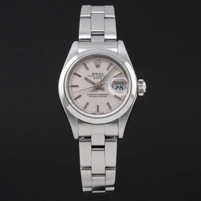 Rolex Oyster Perpetual Lady Date, 79160, 26mm, 2000, Steel, Silver Tapestry dial, Fullset, 1y warranty