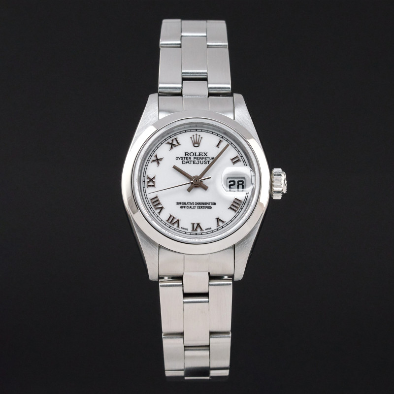 Rolex Oyster Perpetual Lady Date, 79160, 26mm, 2000, Steel, White Roman dial, Fullset, 1y warranty