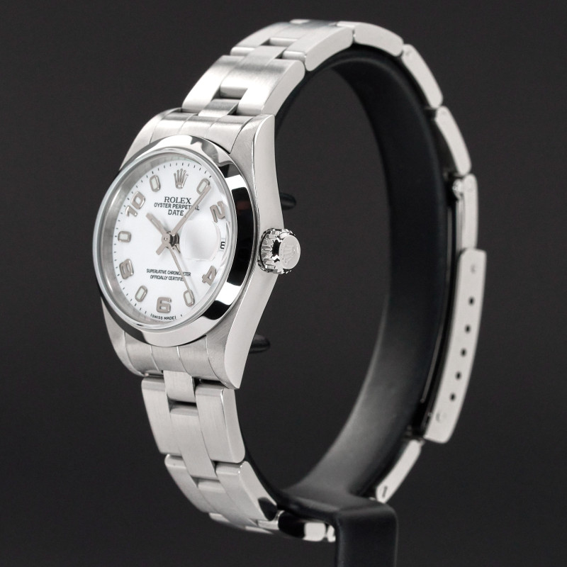Rolex Oyster Perpetual Lady Date, 79160, 26mm, 2002, Steel, White Arabic dial, Fullset, 1y warranty