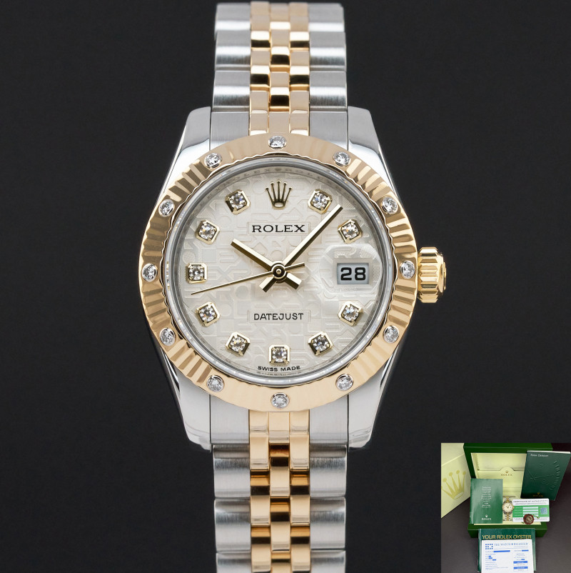 Rolex Lady Datejust, 179313, 26mm, 2008, Two-Tone, Silver Jubilee Diamond dial, Box, 1y warranty