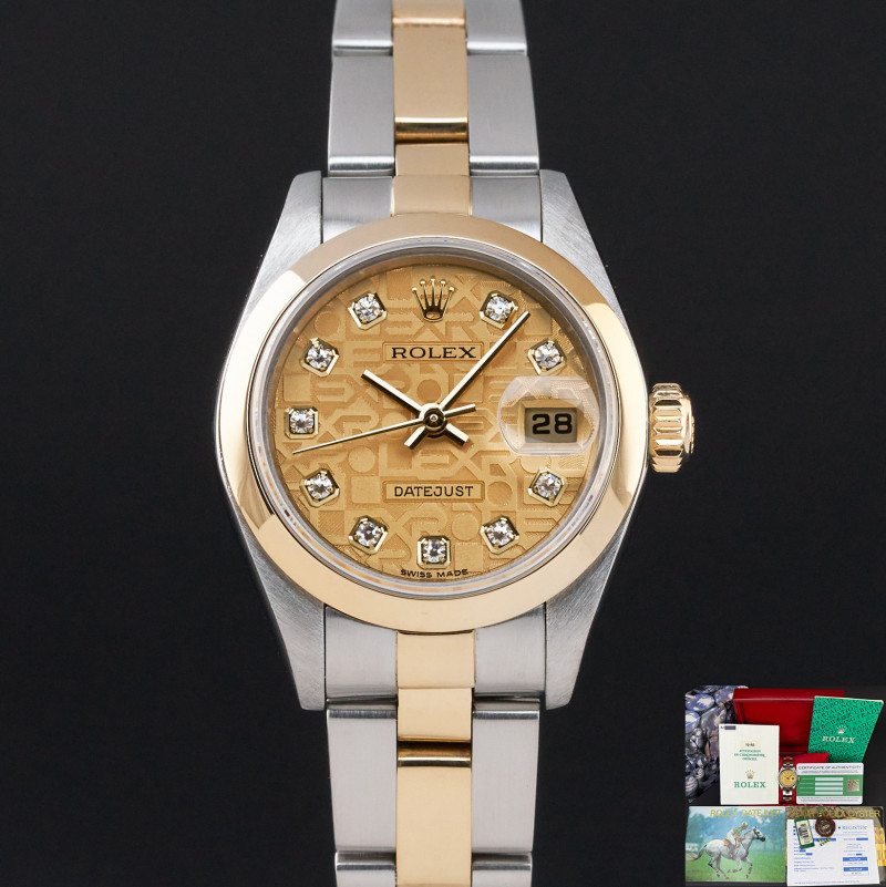 Rolex Lady Datejust, 79163, 26mm, 1999, Two-Tone, Champagne Jubilee Big Diamond dial, Fullset, 1y warranty
