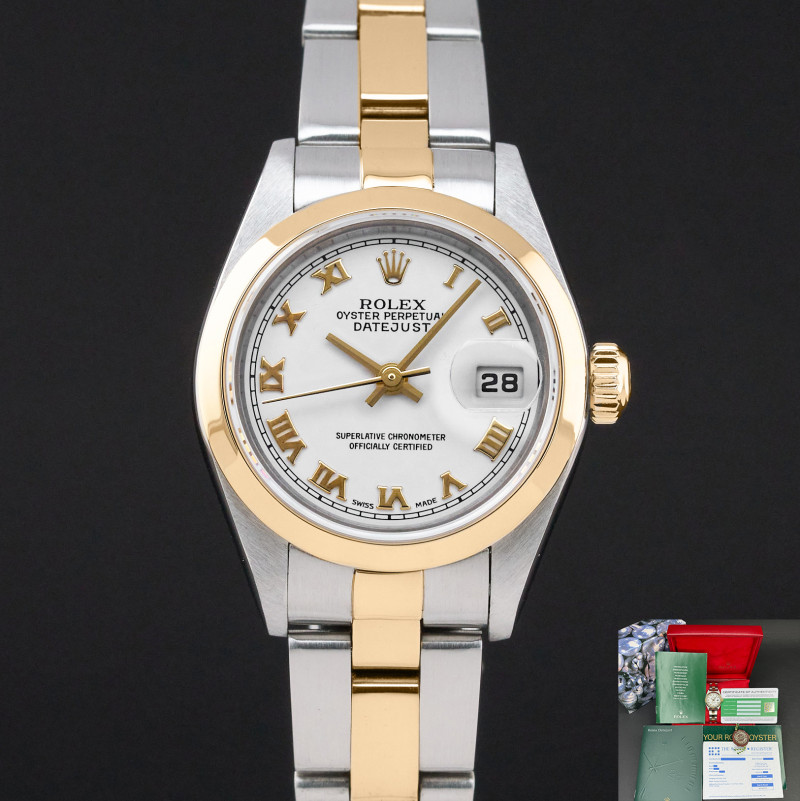 Rolex Lady Datejust, 79163, 26mm, 2000, Two-Tone, White Roman dial, Box, 1y warranty