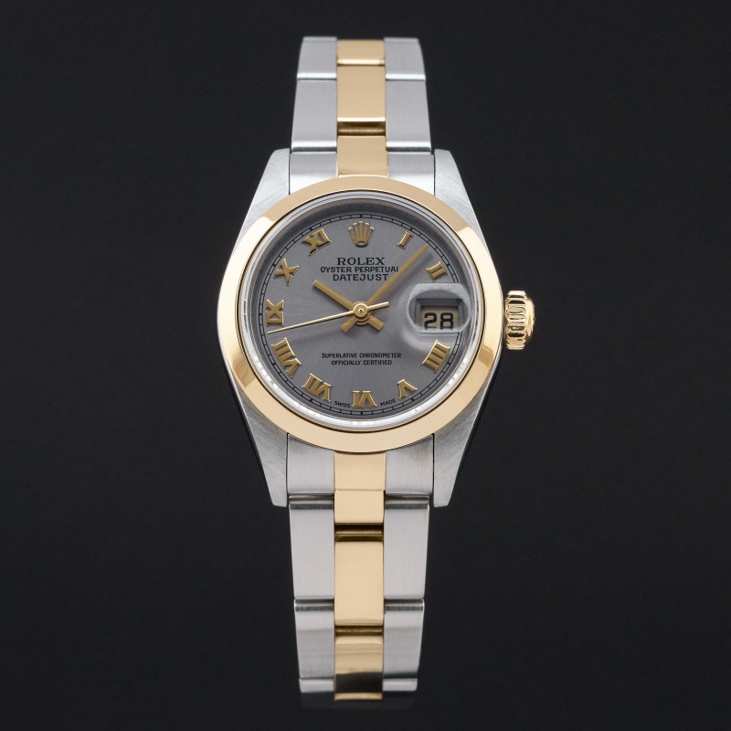 Rolex Lady Datejust, 79163, 26mm, 2001, Two-Tone, Grey Roman dial, Fullset, 1y warranty